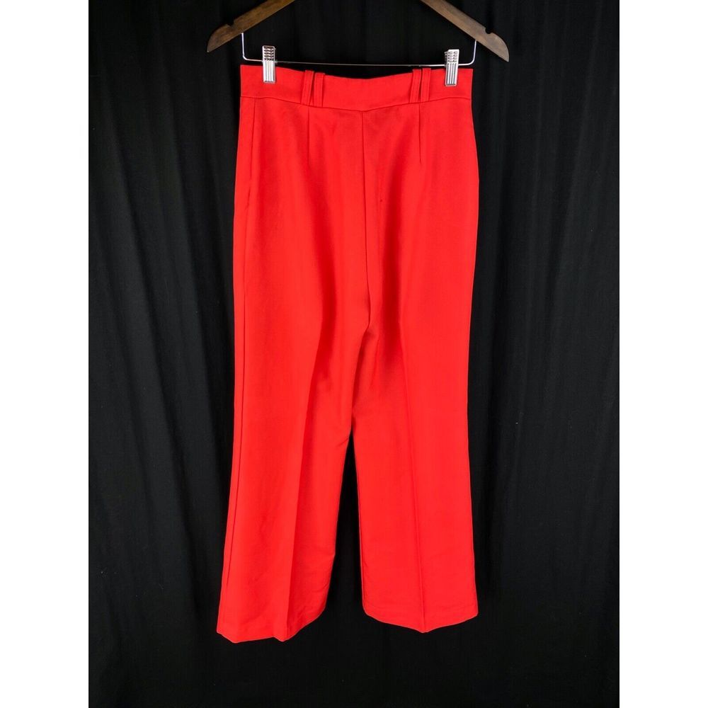 Vtg 70s Bell Bottom‎ Mom High Rise Boho Hippie Neon Red Retro Pants 27x30 Sz 11